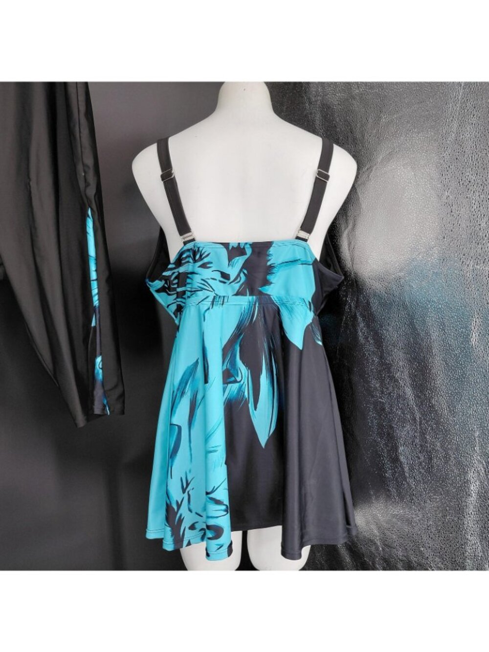 Hanna Nikole Tankini Swimsuit Set Women 20W Blue Floral Tropical Swim Long Short - Picture 8 of 16
